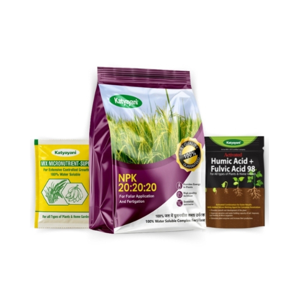 Katyayani NPK 20:20:20 Chemical Fertilizer with 2 Sample -Mix micronutrients and Organic Humic Acid 